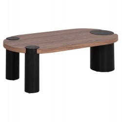 ΤΡΑΠΕΖΙ ΣΑΛΟΝΙΟΥ ΟΒΑΛ OVALON HM18433.05 MDF TOP ΚΑΡΥΔΙ-MDF ΠΟΔΙΑ ΜΑΥΡΑ 120x60x40Υεκ