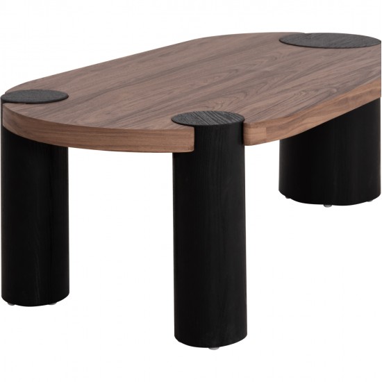 ΤΡΑΠΕΖΙ ΣΑΛΟΝΙΟΥ ΟΒΑΛ OVALON HM18433.05 MDF TOP ΚΑΡΥΔΙ-MDF ΠΟΔΙΑ ΜΑΥΡΑ 120x60x40Υεκ