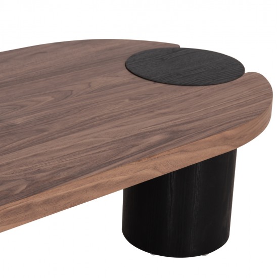 ΤΡΑΠΕΖΙ ΣΑΛΟΝΙΟΥ ΟΒΑΛ OVALON HM18433.05 MDF TOP ΚΑΡΥΔΙ-MDF ΠΟΔΙΑ ΜΑΥΡΑ 120x60x40Υεκ