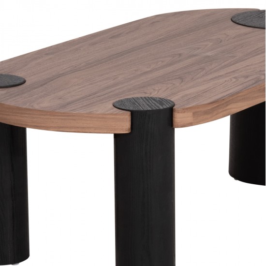 ΤΡΑΠΕΖΙ ΣΑΛΟΝΙΟΥ ΟΒΑΛ OVALON HM18433.05 MDF TOP ΚΑΡΥΔΙ-MDF ΠΟΔΙΑ ΜΑΥΡΑ 120x60x40Υεκ