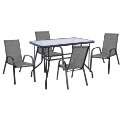 ΣΕΤ ΤΡΑΠΕΖΑΡΙΑΣ 5ΤΜΧ ADAM HM10897.01 ΤΡΑΠΕΖΙ 110x60εκ & 4 ΠΟΛΥΘΡΟΝΕΣ--ΓΚΡΙ