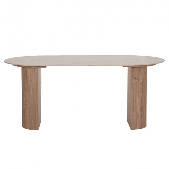 ΤΡΑΠΕΖΙ ΤΡΑΠΕΖΑΡΙΑΣ MELLOW HM18416 MDF ΠΟΔΙΑ ΣΕ ΦΥΣΙΚΟ--ΚΕΡΑΜΙΚΟ TOP 180x90x76Υεκ.