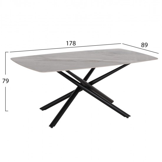 ΤΡΑΠΕΖΙ ΤΡΑΠΕΖΑΡΙΑΣ ISKA HM18423 ΚΕΡΑΜΙΚΟ TOP ΣΕ ΛΕΥΚΟ/ΚΑΦΕ ΜΑΡΜΑΡΟ 178x89x79Υεκ