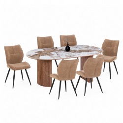 ΣΕΤ ΤΡΑΠΕΖΑΡΙΑΣ 7ΤΜΧ MARBLEX HM11394.03 ΚΕΡΑΜΙΚΟ TOP PANDORA--ΚΑΡΕΚΛΕΣ ΥΦΑΣΜΑ TAUPE