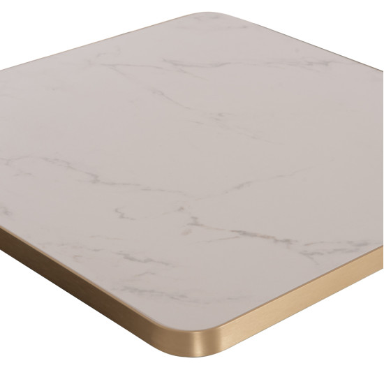 ΕΠΙΦΑΝΕΙΑ ΤΡΑΠΕΖΙΟΥ SINTERED STONE HM6654.12 WHITE MARBLE--ΠΛΑΙΣΙΟ ALU ΧΡΥΣΟ 70x70εκ.