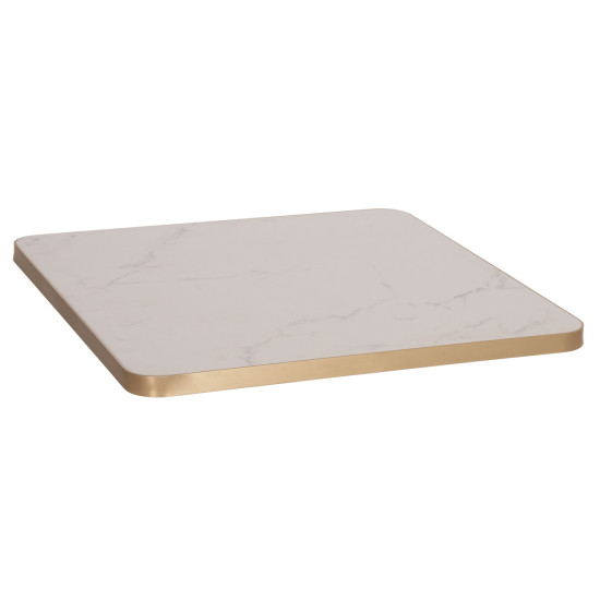 ΕΠΙΦΑΝΕΙΑ ΤΡΑΠΕΖΙΟΥ SINTERED STONE HM6654.12 WHITE MARBLE--ΠΛΑΙΣΙΟ ALU ΧΡΥΣΟ 70x70εκ.