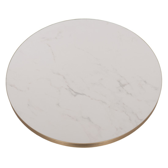 ΕΠΙΦΑΝΕΙΑ ΤΡΑΠΕΖΙΟΥ SINTERED STONE HM6652.12 WHITE MARBLE--ΠΛΑΙΣΙΟ ALU ΧΡΥΣΟ Φ60εκ.