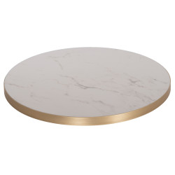ΕΠΙΦΑΝΕΙΑ ΤΡΑΠΕΖΙΟΥ SINTERED STONE HM6652.12 WHITE MARBLE--ΠΛΑΙΣΙΟ ALU ΧΡΥΣΟ Φ60εκ.