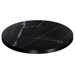 ΕΠΙΦΑΝΕΙΑ ΤΡΑΠΕΖΙΟΥ SINTERED STONE HM6652.03 BLACK MARBLE--ΠΛΑΙΣΙΟ ALU ΜΑΥΡΟ Φ60εκ.