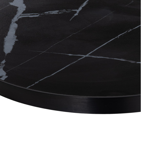 ΕΠΙΦΑΝΕΙΑ ΤΡΑΠΕΖΙΟΥ SINTERED STONE HM6652.03 BLACK MARBLE--ΠΛΑΙΣΙΟ ALU ΜΑΥΡΟ Φ60εκ.