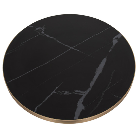 ΕΠΙΦΑΝΕΙΑ ΤΡΑΠΕΖΙΟΥ SINTERED STONE HM6652.13 BLACK MARBLE--ΠΛΑΙΣΙΟ ALU ΧΡΥΣΟ Φ60εκ.