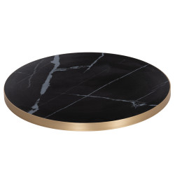 ΕΠΙΦΑΝΕΙΑ ΤΡΑΠΕΖΙΟΥ SINTERED STONE HM6652.13 BLACK MARBLE--ΠΛΑΙΣΙΟ ALU ΧΡΥΣΟ Φ60εκ.