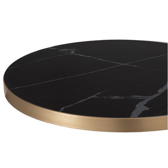 ΕΠΙΦΑΝΕΙΑ ΤΡΑΠΕΖΙΟΥ SINTERED STONE HM6652.13 BLACK MARBLE--ΠΛΑΙΣΙΟ ALU ΧΡΥΣΟ Φ60εκ.
