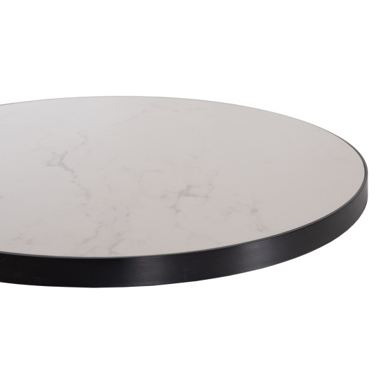 ΕΠΙΦΑΝΕΙΑ ΤΡΑΠΕΖΙΟΥ SINTERED STONE HM6652.02 WHITE MARBLE--ΠΛΑΙΣΙΟ ALU ΜΑΥΡΟ Φ60εκ.