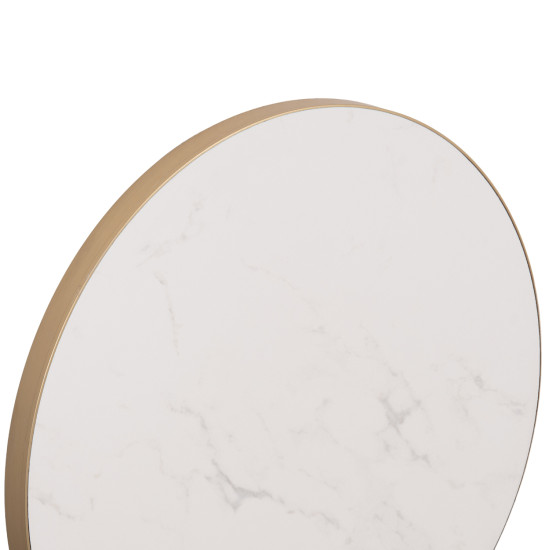 ΕΠΙΦΑΝΕΙΑ ΤΡΑΠΕΖΙΟΥ SINTERED STONE HM6653.12 WHITE MARBLE--ΠΛΑΙΣΙΟ ALU ΧΡΥΣΟ Φ70εκ.