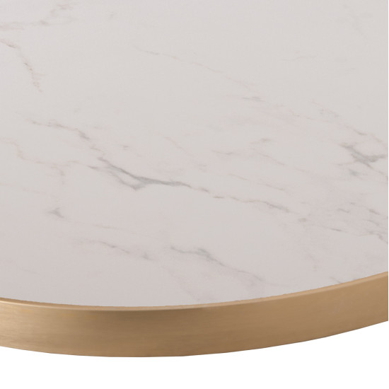 ΕΠΙΦΑΝΕΙΑ ΤΡΑΠΕΖΙΟΥ SINTERED STONE HM6653.12 WHITE MARBLE--ΠΛΑΙΣΙΟ ALU ΧΡΥΣΟ Φ70εκ.
