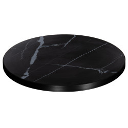 ΕΠΙΦΑΝΕΙΑ ΤΡΑΠΕΖΙΟΥ SINTERED STONE HM6653.03 BLACK MARBLE--ΠΛΑΙΣΙΟ ALU ΜΑΥΡΟ Φ70εκ.