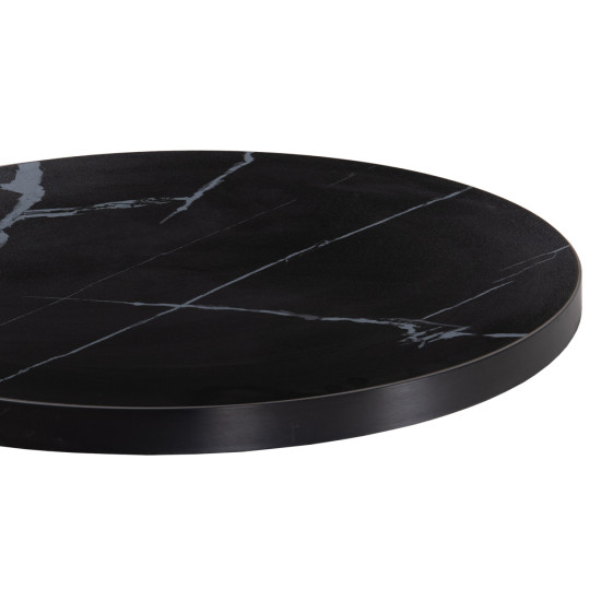 ΕΠΙΦΑΝΕΙΑ ΤΡΑΠΕΖΙΟΥ SINTERED STONE HM6653.03 BLACK MARBLE--ΠΛΑΙΣΙΟ ALU ΜΑΥΡΟ Φ70εκ.