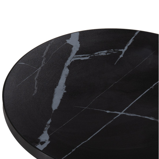 ΕΠΙΦΑΝΕΙΑ ΤΡΑΠΕΖΙΟΥ SINTERED STONE HM6653.03 BLACK MARBLE--ΠΛΑΙΣΙΟ ALU ΜΑΥΡΟ Φ70εκ.