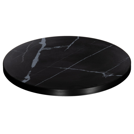 ΕΠΙΦΑΝΕΙΑ ΤΡΑΠΕΖΙΟΥ SINTERED STONE HM6653.03 BLACK MARBLE--ΠΛΑΙΣΙΟ ALU ΜΑΥΡΟ Φ70εκ.