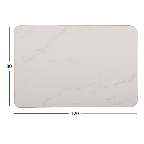 ΕΠΙΦΑΝΕΙΑ ΤΡΑΠΕΖΙΟΥ SINTERED STONE HM6656.12 WHITE MARBLE-ΠΛΑΙΣΙΟ ALU ΧΡΥΣΟ 120x80εκ.