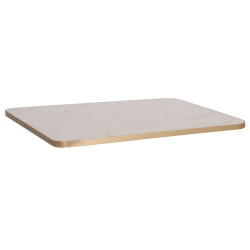 ΕΠΙΦΑΝΕΙΑ ΤΡΑΠΕΖΙΟΥ SINTERED STONE HM6656.12 WHITE MARBLE-ΠΛΑΙΣΙΟ ALU ΧΡΥΣΟ 120x80εκ.