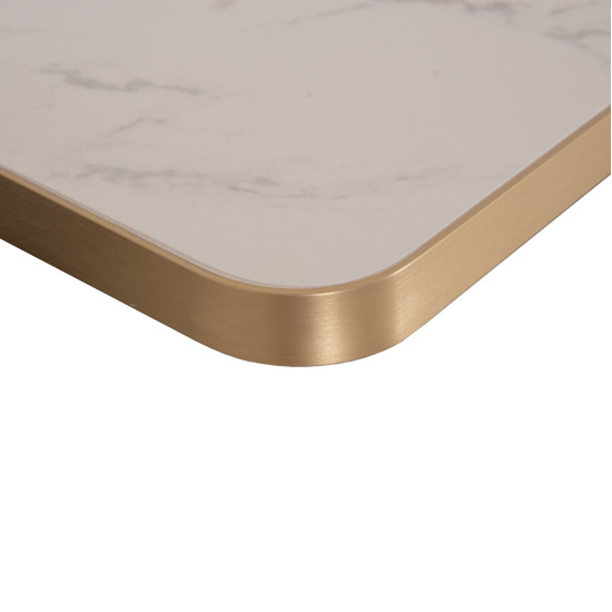 ΕΠΙΦΑΝΕΙΑ ΤΡΑΠΕΖΙΟΥ SINTERED STONE HM6656.12 WHITE MARBLE-ΠΛΑΙΣΙΟ ALU ΧΡΥΣΟ 120x80εκ.