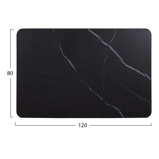 ΕΠΙΦΑΝΕΙΑ ΤΡΑΠΕΖΙΟΥ SINTERED STONE HM6656.03 BLACK MARBLE-ΠΛΑΙΣΙΟ ALU ΜΑΥΡΟ 120x80εκ.