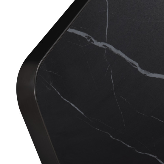 ΕΠΙΦΑΝΕΙΑ ΤΡΑΠΕΖΙΟΥ SINTERED STONE HM6656.03 BLACK MARBLE-ΠΛΑΙΣΙΟ ALU ΜΑΥΡΟ 120x80εκ.