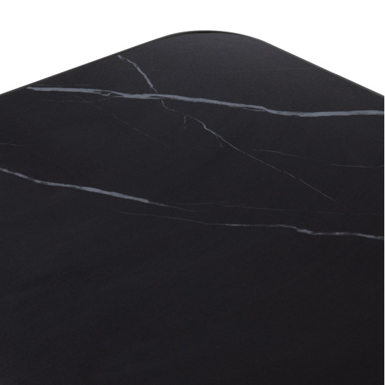 ΕΠΙΦΑΝΕΙΑ ΤΡΑΠΕΖΙΟΥ SINTERED STONE HM6656.03 BLACK MARBLE-ΠΛΑΙΣΙΟ ALU ΜΑΥΡΟ 120x80εκ.