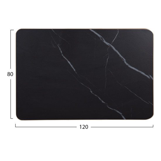 ΕΠΙΦΑΝΕΙΑ ΤΡΑΠΕΖΙΟΥ SINTERED STONE HM6656.13 BLACK MARBLE-ΠΛΑΙΣΙΟ ALU ΧΡΥΣΟ 120x80εκ.