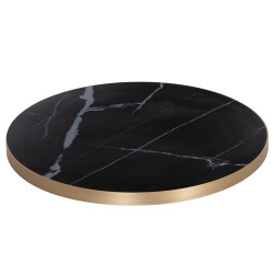 ΕΠΙΦΑΝΕΙΑ ΤΡΑΠΕΖΙΟΥ SINTERED STONE HM6653.13 BLACK MARBLE--ΠΛΑΙΣΙΟ ALU ΧΡΥΣΟ Φ70εκ.