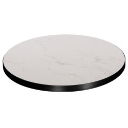 ΕΠΙΦΑΝΕΙΑ ΤΡΑΠΕΖΙΟΥ SINTERED STONE HM6653.02 WHITE MARBLE--ΠΛΑΙΣΙΟ ALU ΜΑΥΡΟ Φ70εκ.