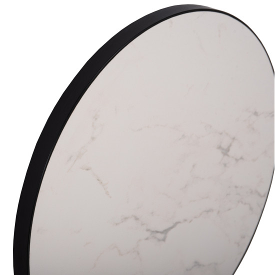 ΕΠΙΦΑΝΕΙΑ ΤΡΑΠΕΖΙΟΥ SINTERED STONE HM6653.02 WHITE MARBLE--ΠΛΑΙΣΙΟ ALU ΜΑΥΡΟ Φ70εκ.