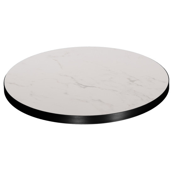 ΕΠΙΦΑΝΕΙΑ ΤΡΑΠΕΖΙΟΥ SINTERED STONE HM6653.02 WHITE MARBLE--ΠΛΑΙΣΙΟ ALU ΜΑΥΡΟ Φ70εκ.