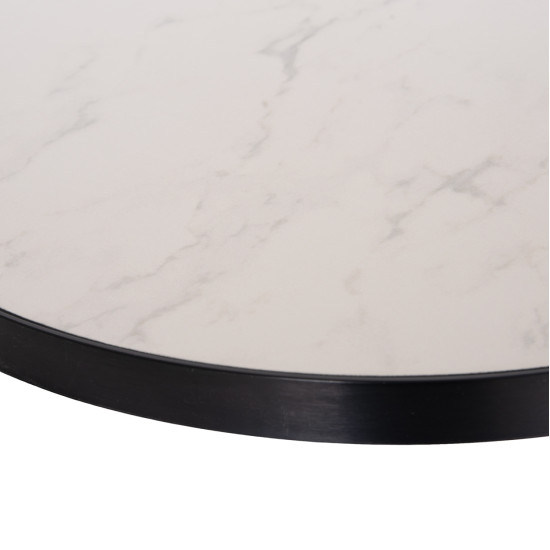 ΕΠΙΦΑΝΕΙΑ ΤΡΑΠΕΖΙΟΥ SINTERED STONE HM6653.02 WHITE MARBLE--ΠΛΑΙΣΙΟ ALU ΜΑΥΡΟ Φ70εκ.