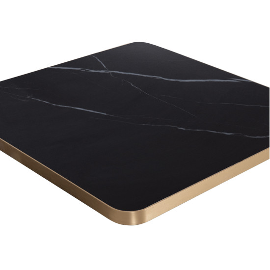 ΕΠΙΦΑΝΕΙΑ ΤΡΑΠΕΖΙΟΥ SINTERED STONE HM6654.13 BLACK MARBLE--ΠΛΑΙΣΙΟ ALU ΧΡΥΣΟ 70x70εκ.