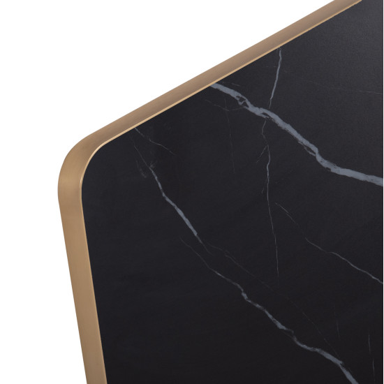 ΕΠΙΦΑΝΕΙΑ ΤΡΑΠΕΖΙΟΥ SINTERED STONE HM6654.13 BLACK MARBLE--ΠΛΑΙΣΙΟ ALU ΧΡΥΣΟ 70x70εκ.