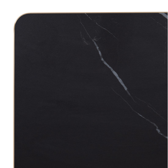 ΕΠΙΦΑΝΕΙΑ ΤΡΑΠΕΖΙΟΥ SINTERED STONE HM6654.13 BLACK MARBLE--ΠΛΑΙΣΙΟ ALU ΧΡΥΣΟ 70x70εκ.