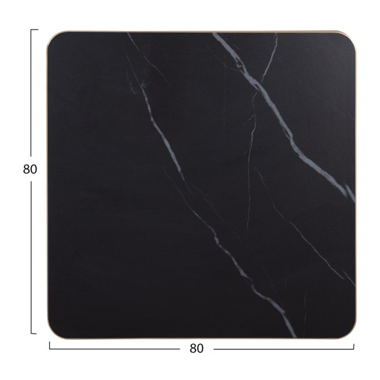 ΕΠΙΦΑΝΕΙΑ ΤΡΑΠΕΖΙΟΥ SINTERED STONE HM6655.13 BLACK MARBLE--ΠΛΑΙΣΙΟ ALU ΧΡΥΣΟ 80x80εκ.