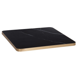 ΕΠΙΦΑΝΕΙΑ ΤΡΑΠΕΖΙΟΥ SINTERED STONE HM6655.13 BLACK MARBLE--ΠΛΑΙΣΙΟ ALU ΧΡΥΣΟ 80x80εκ.