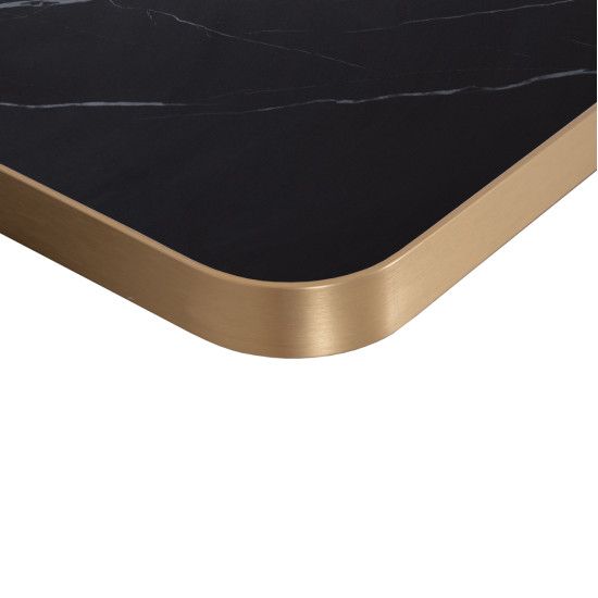 ΕΠΙΦΑΝΕΙΑ ΤΡΑΠΕΖΙΟΥ SINTERED STONE HM6655.13 BLACK MARBLE--ΠΛΑΙΣΙΟ ALU ΧΡΥΣΟ 80x80εκ.