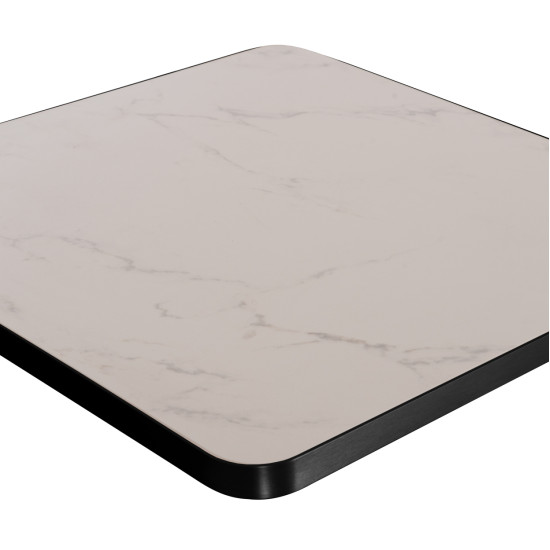 ΕΠΙΦΑΝΕΙΑ ΤΡΑΠΕΖΙΟΥ SINTERED STONE HM6655.02 WHITE MARBLE--ΠΛΑΙΣΙΟ ALU ΜΑΥΡΟ 80x80εκ.