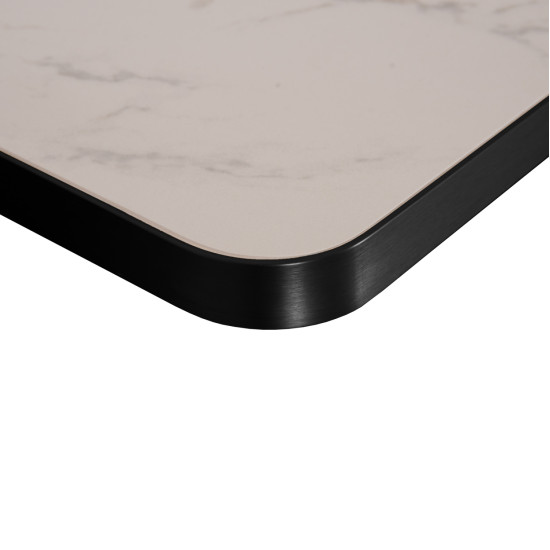 ΕΠΙΦΑΝΕΙΑ ΤΡΑΠΕΖΙΟΥ SINTERED STONE HM6655.02 WHITE MARBLE--ΠΛΑΙΣΙΟ ALU ΜΑΥΡΟ 80x80εκ.