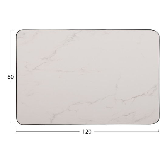 ΕΠΙΦΑΝΕΙΑ ΤΡΑΠΕΖΙΟΥ SINTERED STONE HM6656.02 WHITE MARBLE-ΠΛΑΙΣΙΟ ALU ΜΑΥΡΟ 120x80εκ.