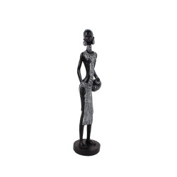 IRAMBA 1 ΔΙΑΚΟΣΜΗΤΙΚΗ ΦΙΓΟΥΡΑ 8x8x35cm POLYRESIN ΜΑΥΡΟ ΛΕΥΚΟ