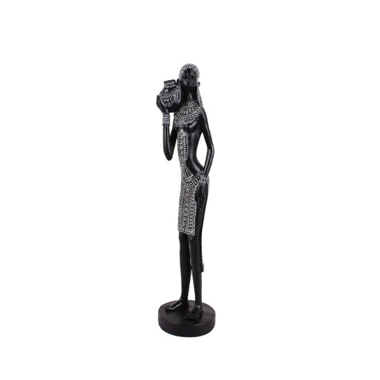 IRAMBA 2 ΔΙΑΚΟΣΜΗΤΙΚΗ ΦΙΓΟΥΡΑ 9x9x35cm POLYRESIN ΜΑΥΡΟ ΛΕΥΚΟ