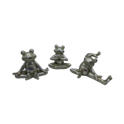 FROGGIES ΔΙΑΚΟΣΜΗΤΙΚΟ ΒΑΤΡΑΧΟΣ SET 3ΤΜΧ 16x8x11cm POLYRESIN ΑΣΗΜΙ