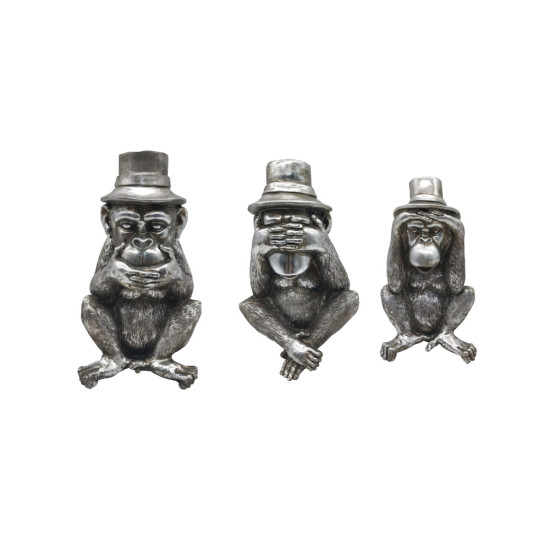 MONKIES ΔΙΑΚΟΣΜΗΤΙΚΟ ΜΑΪΜΟΥ SET 3ΤΜΧ 14x13x22cm POLYRESIN ΑΣΗΜΙ