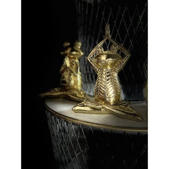 YOGA FROGIE ΔΙΑΚΟΣΜΗΤΙΚΟ ΒΑΤΡΑΧΟΣ 16x11x21cm POLYRESIN ΧΡΥΣΟ